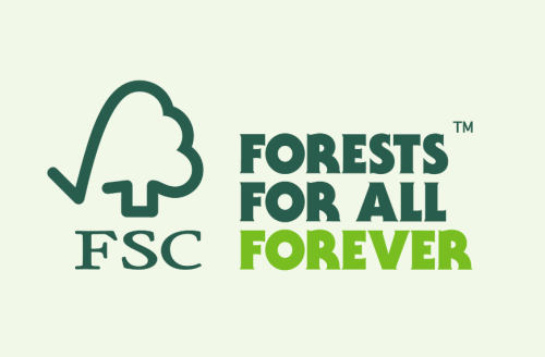 fsc forests for all forever logo on light green background